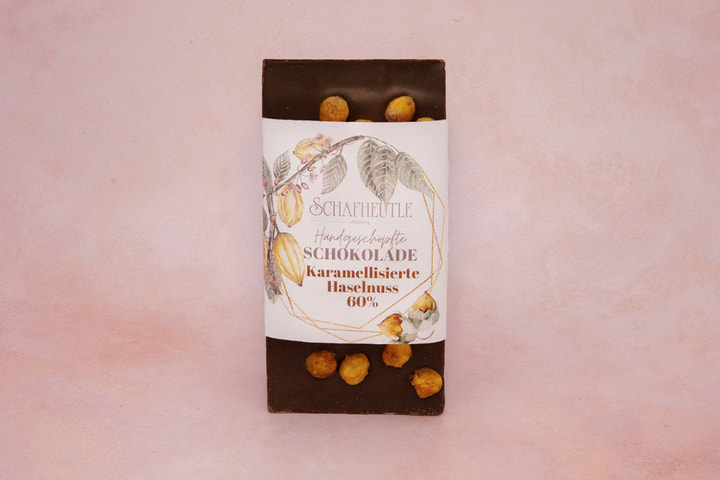 Dark chocolate with caramelized hazelnuts