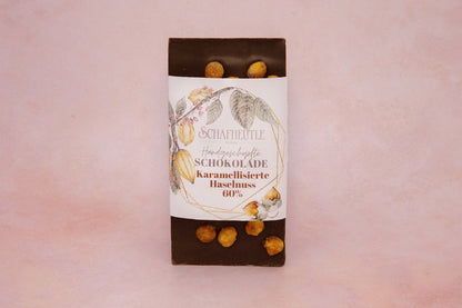 Dark chocolate with caramelized hazelnuts